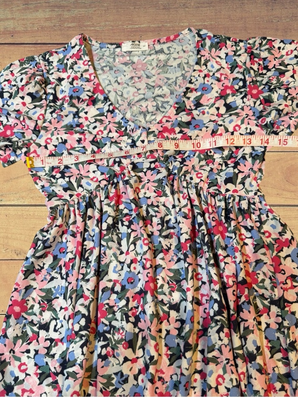 Ardene NWT Pink & Blue Ditsy Floral V-Neck Babydoll Mini Dress Size Small 🌺 - Picture 6 of 14